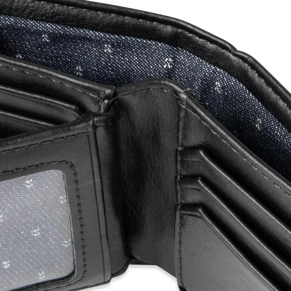 Men's Capacity Bifold Slip Pockets Black Style Multiple Card Wallet Designed